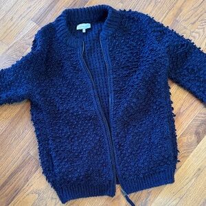 Lucky Navy Textured Zip-Up Cardigan, sue small.